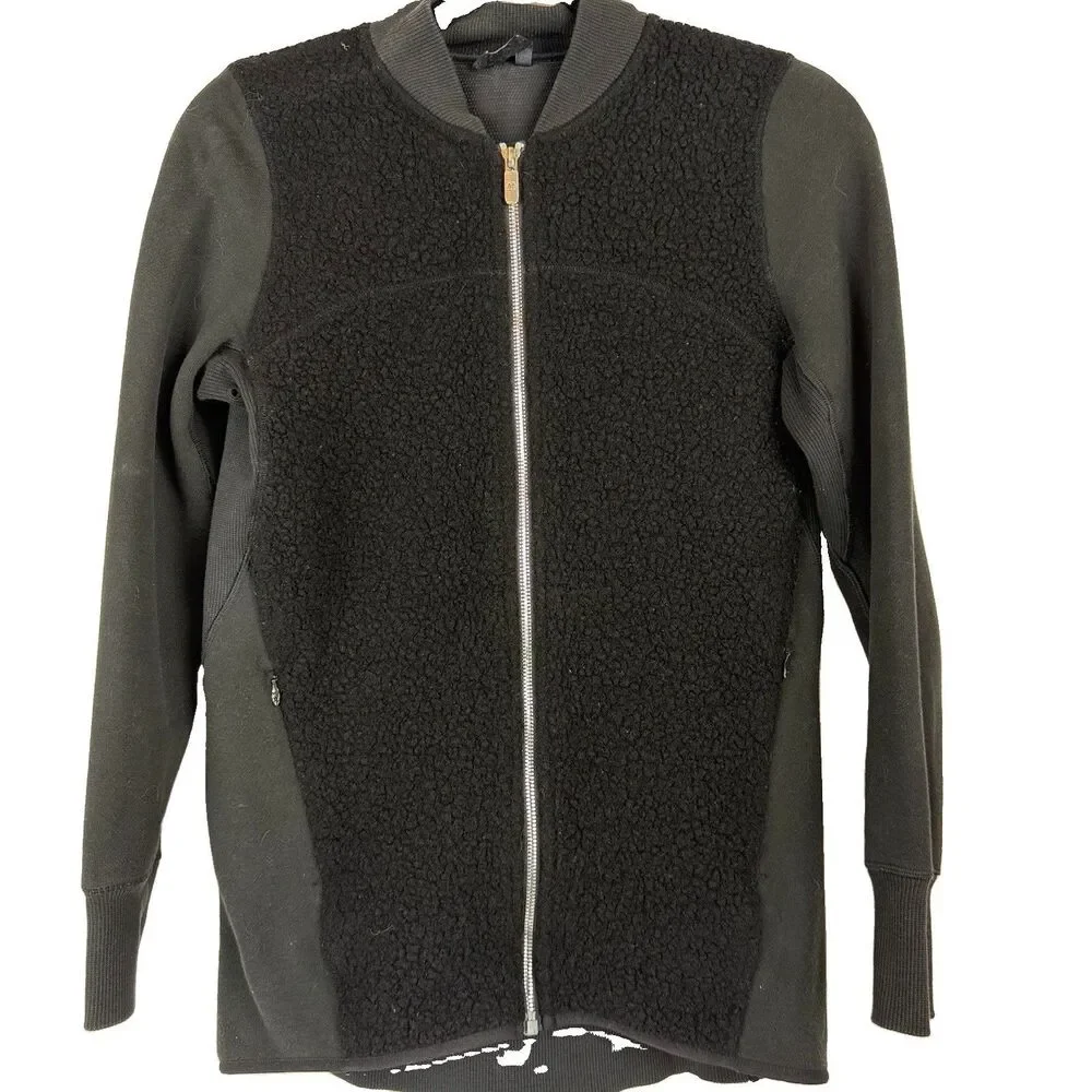 Lululemon Stand Out Sherpa Fleece Jacket Black Full Zip Women’s 4